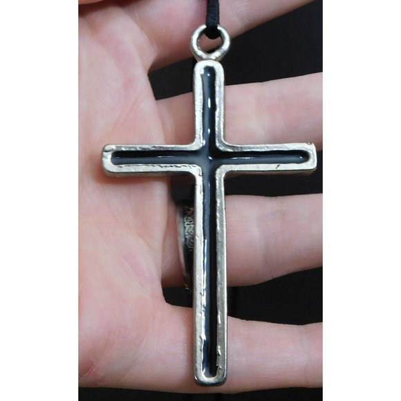 Other - Black And Silver Modern Cross Necklace